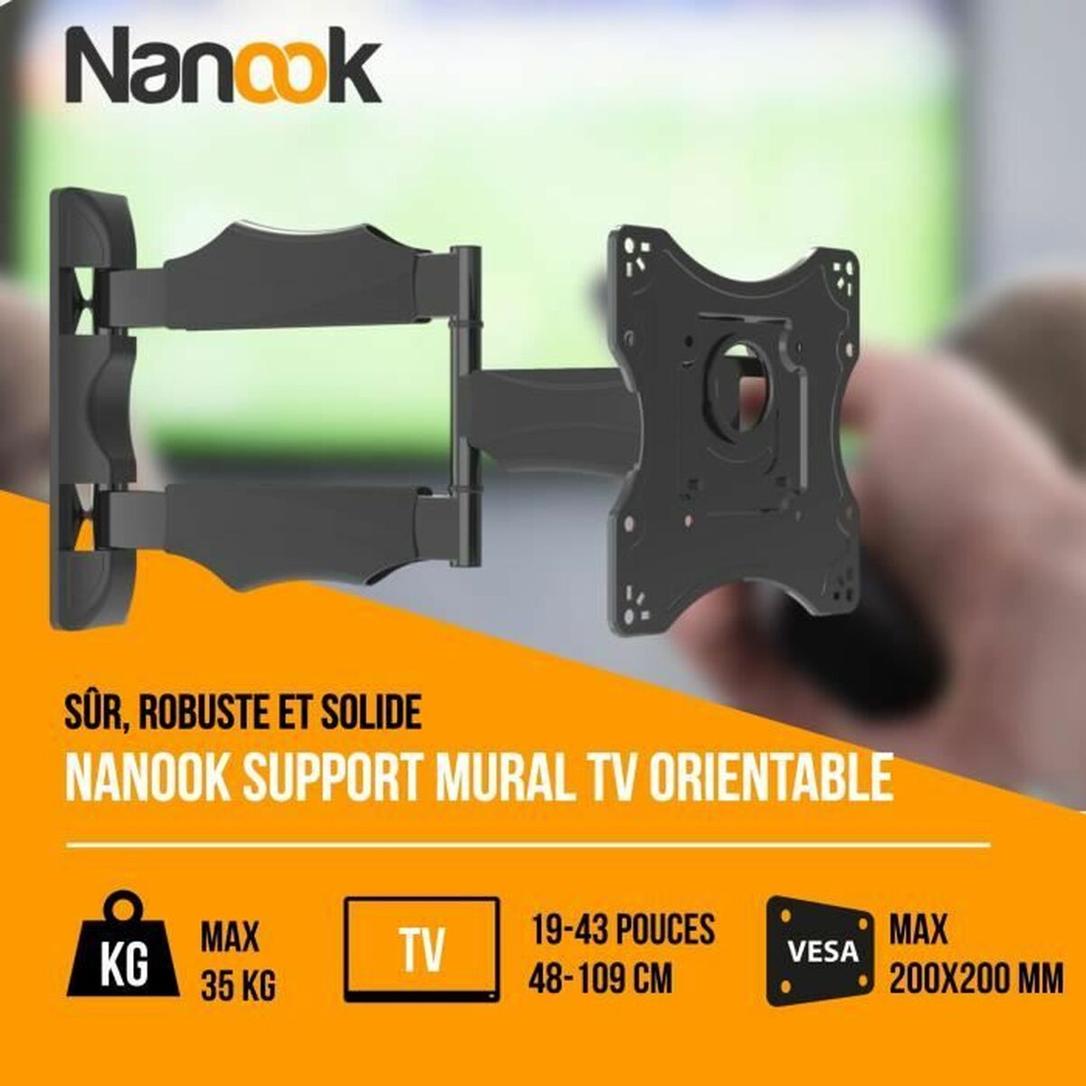 TV laikiklis Nanook Full Motion Tilt 43" 19"